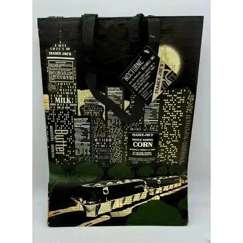 Trader Joe’s Reusable Tote Nocturne Night Cityscape Limited Edition 16.1 x 11.6